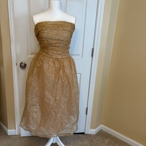 Fashion Nova Glittering Gold Strapless Dress